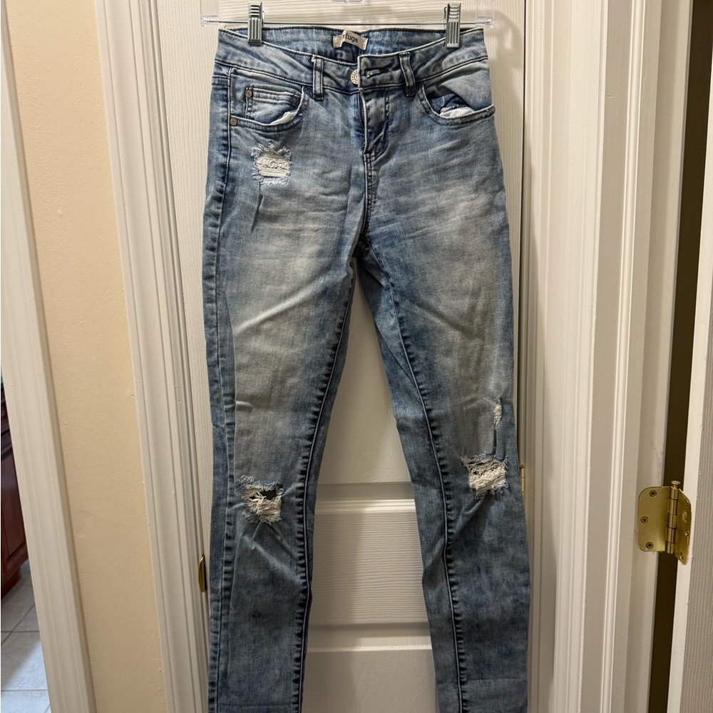 Refuge Blue Skinny Distressed Jeans